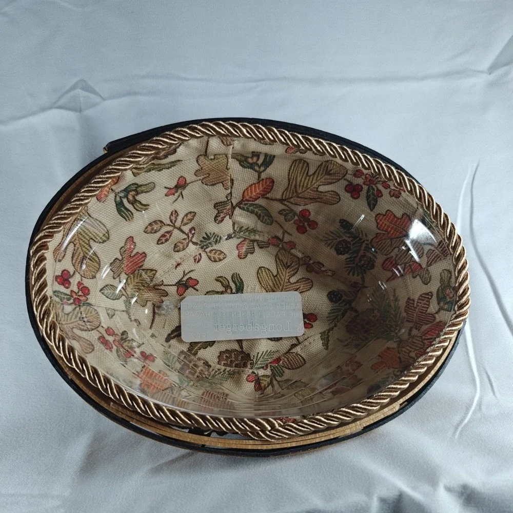2009‎ Longaberger Small Chestnut Oval Diamond Basket Set w/Protector and Liner